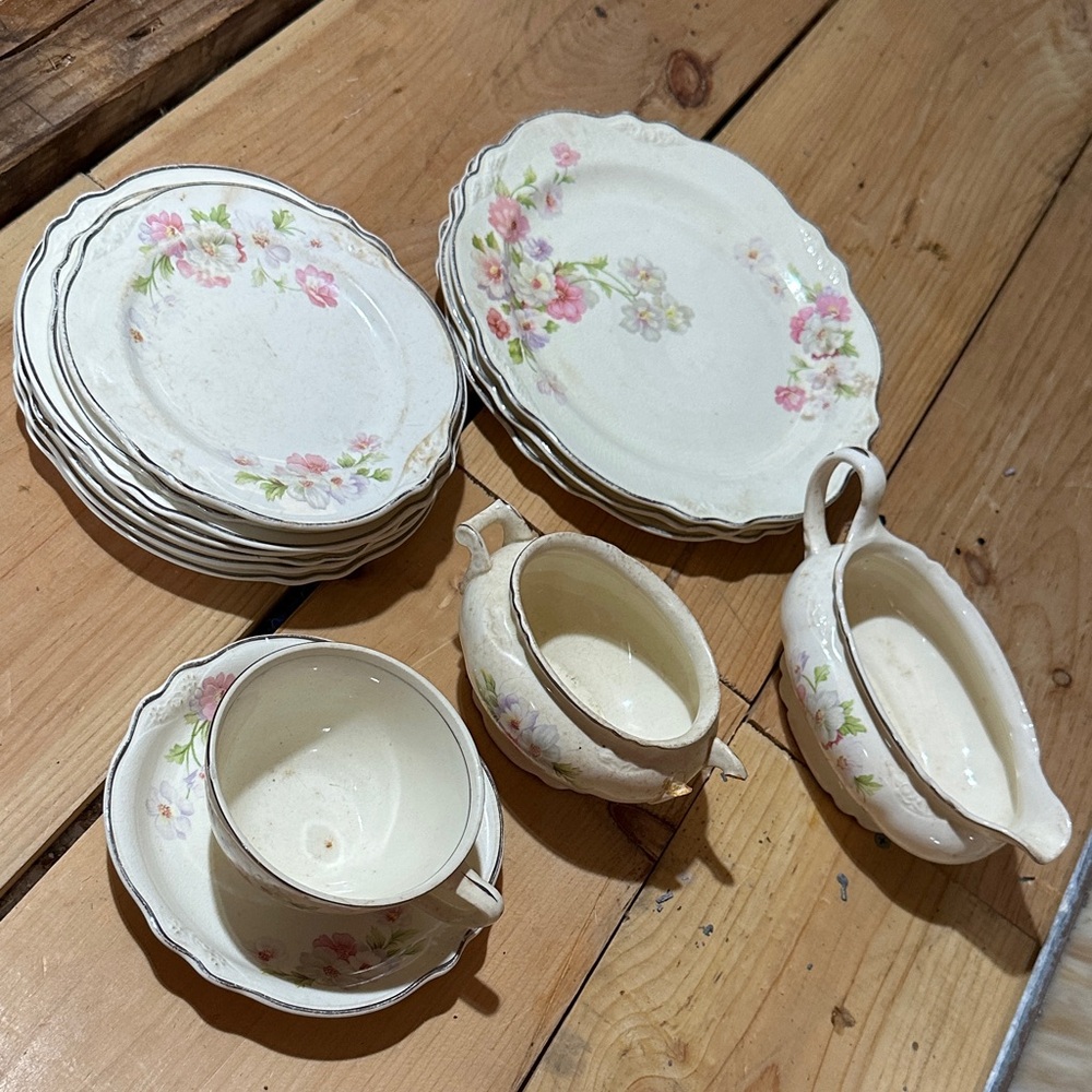 Homer Laughlin Floral Cream Dinnerware Set